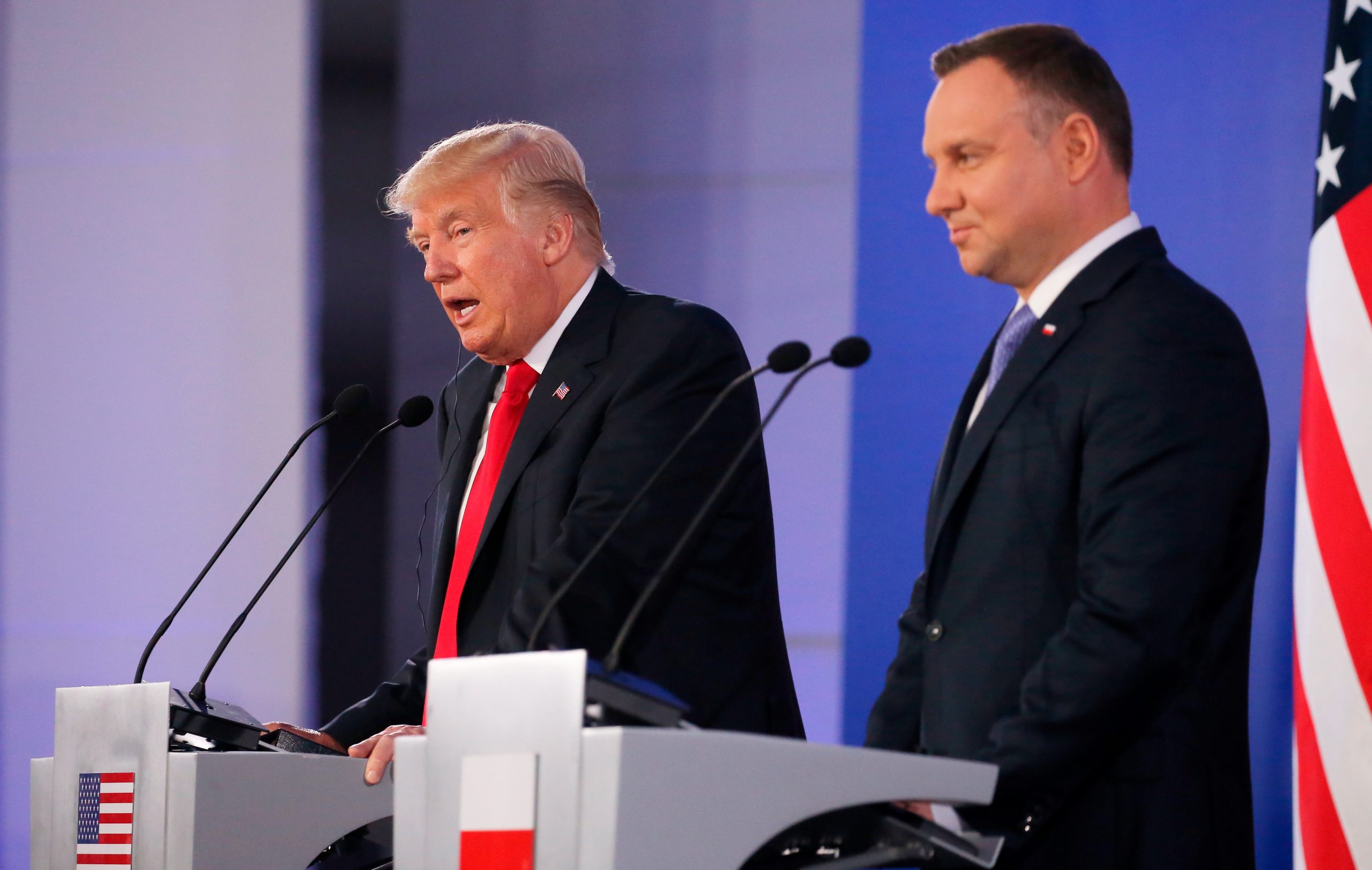 U.S. President Donald Trump and Polish President Andrzej Duda hold a joint news conference